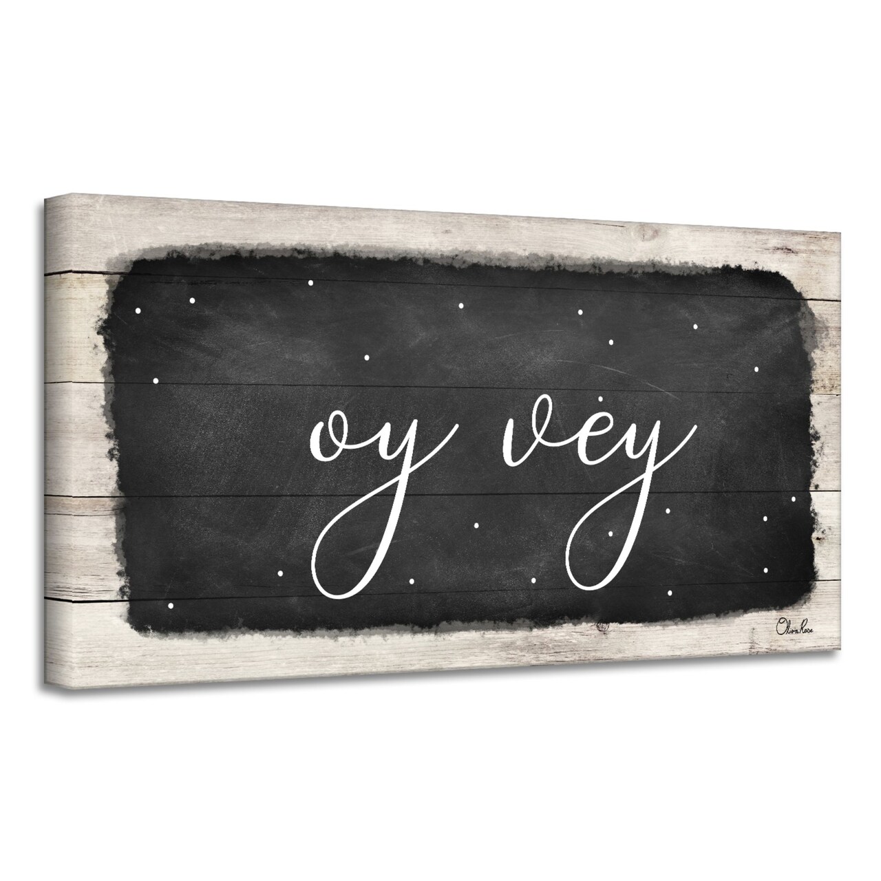Crafted Creations Black and Beige 'Oy Vey' Hanukkah Canvas Wall Art Decor 18" x 36"